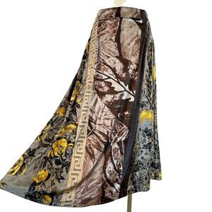 813 Ottotredici Velvet Midi Skirt Multi-Color Patchwork Made in Italy | Size L